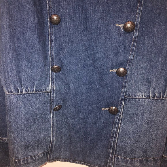 New We The Free Free People Imogene Blue Denim Officer Military Jacket sz M - Picture 5 of 10